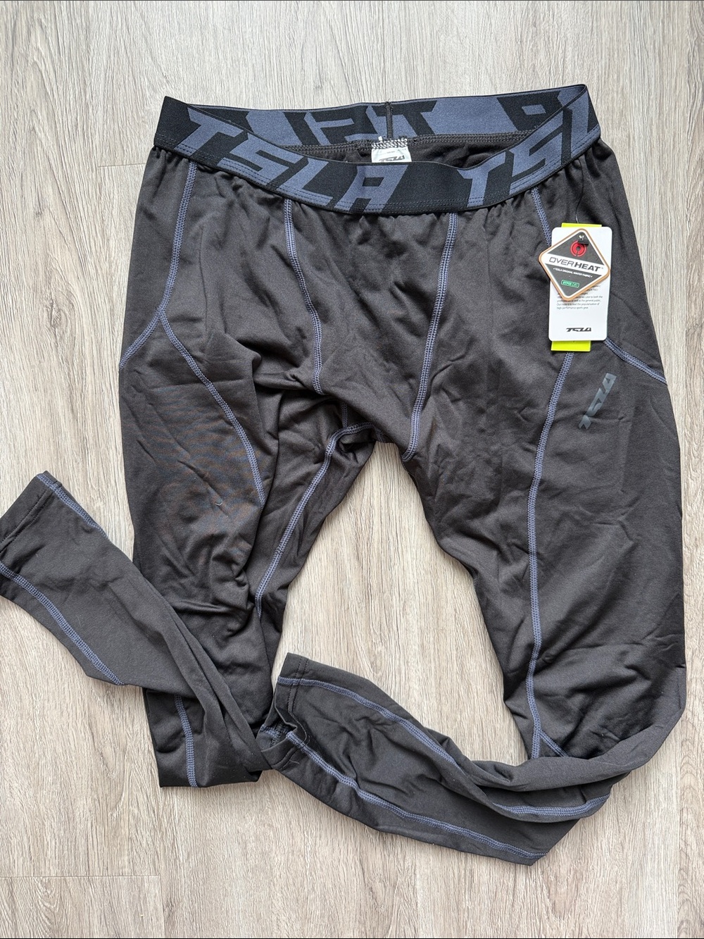 TSLA Men's Thermal Base Layer Leggings - Charcoal